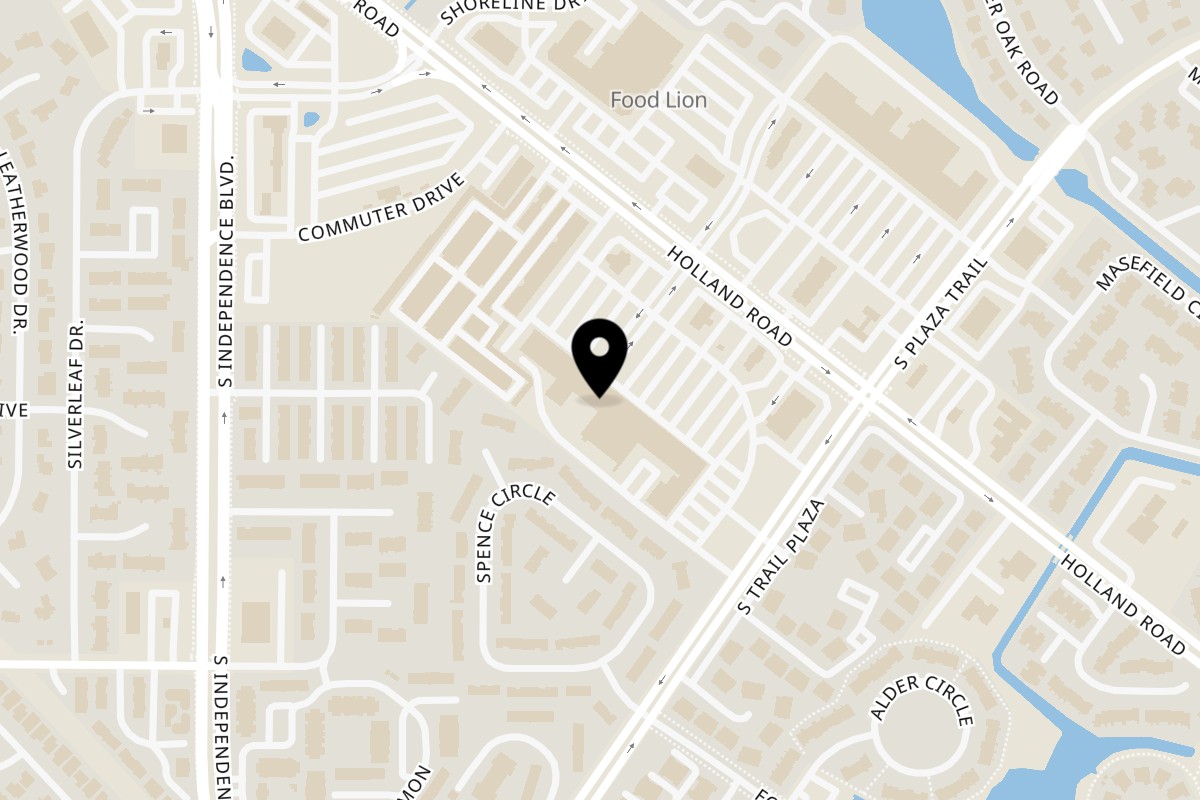 Map showing the location of Krave Juice Bar Virginia Beach on 4239 Holland Rd #768 in Virginia Beach